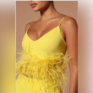 Feather trim crop top